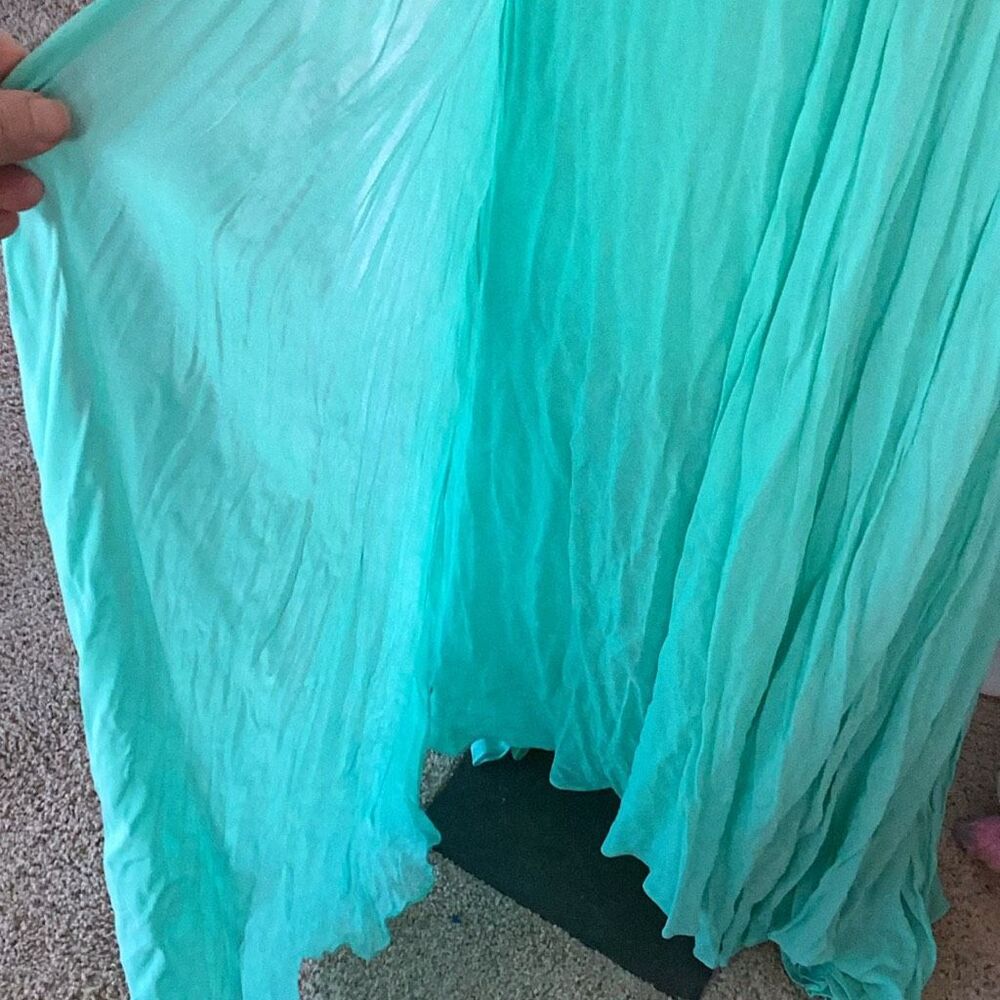 NWT Free People Women's Aqua Chiffon Sleeveless Long Deep V-Neck Maxi Dress 2X - Picture 6 of 10